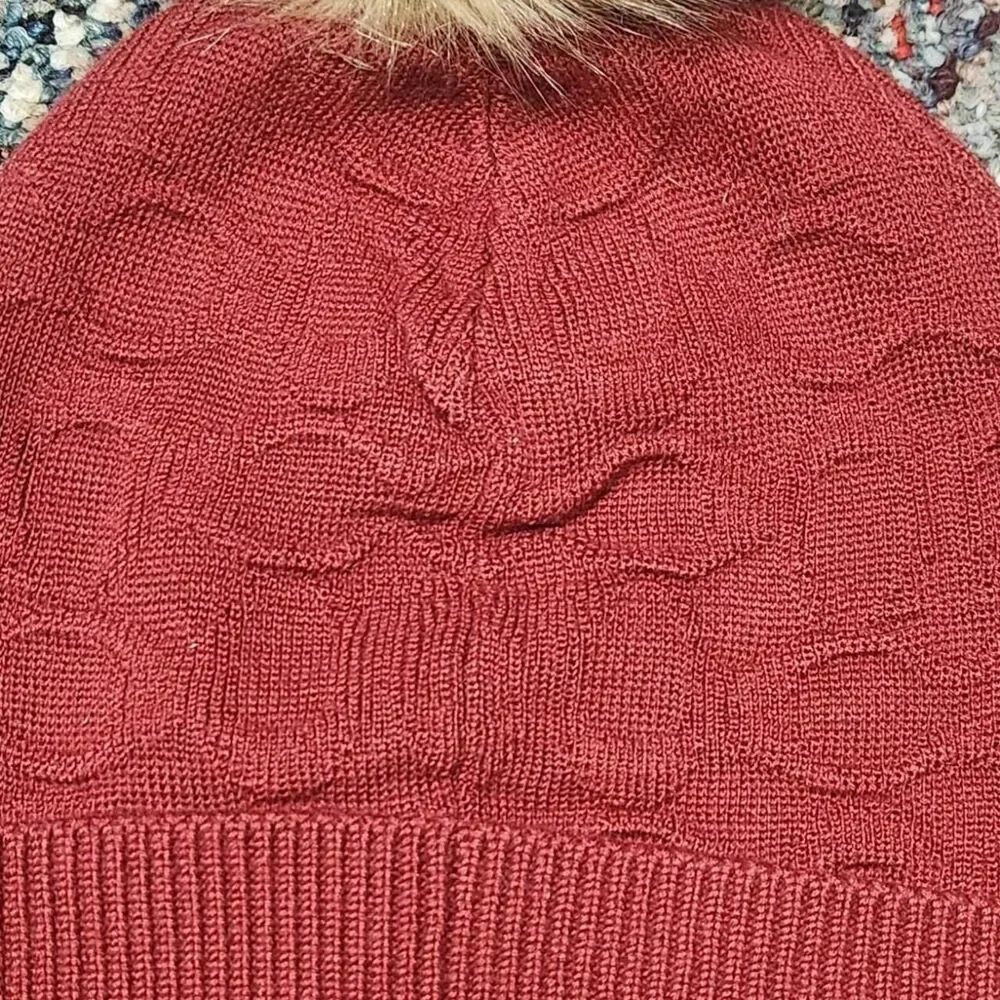 Coach Women's Burgundy  Beanie - Picture 4 of 4